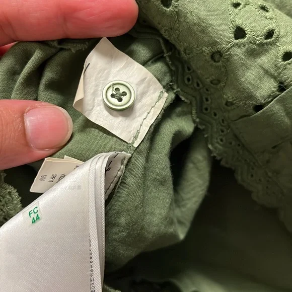 Gap Women's Size Small Green Eyelet Shift Pattern Dress With Pockets - Picture 11 of 12